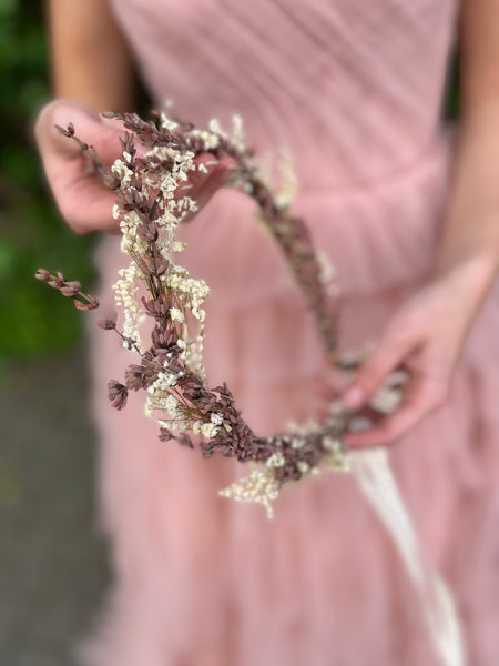 Natural baby's breath wedding hair crown