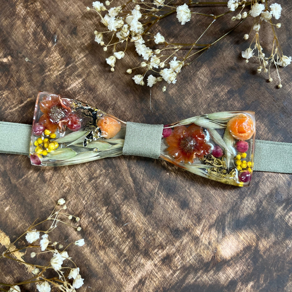 SALE! Natural resin flower bow tie
