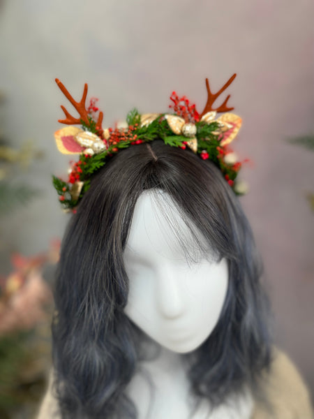 Christmas flower headband with antlers