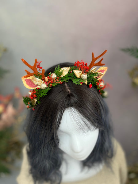 Christmas flower headband with antlers