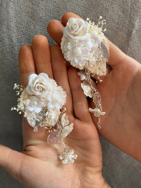 White big boho earrings