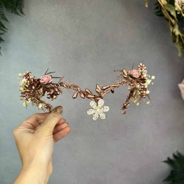 Romantic rose gold elven tiara