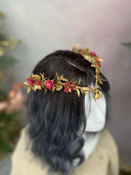 Flower elven tiara with a bee