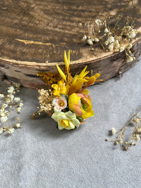 Yellow flower hair clip for flower girl