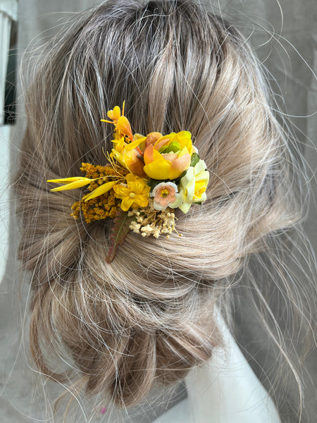 Yellow flower hair clip for flower girl