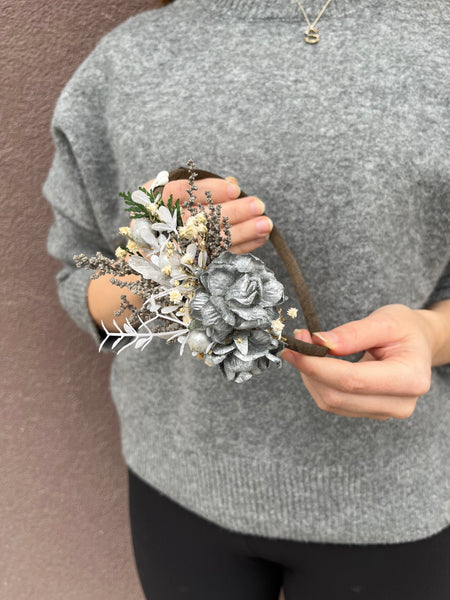 Silver winter flower headband