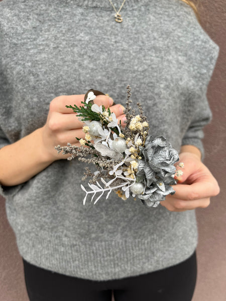 Silver winter flower headband