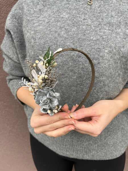 Silver winter flower headband