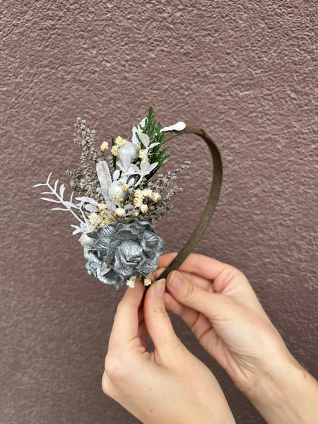 Silver winter flower headband