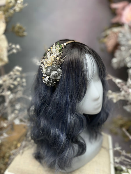 Silver winter flower headband