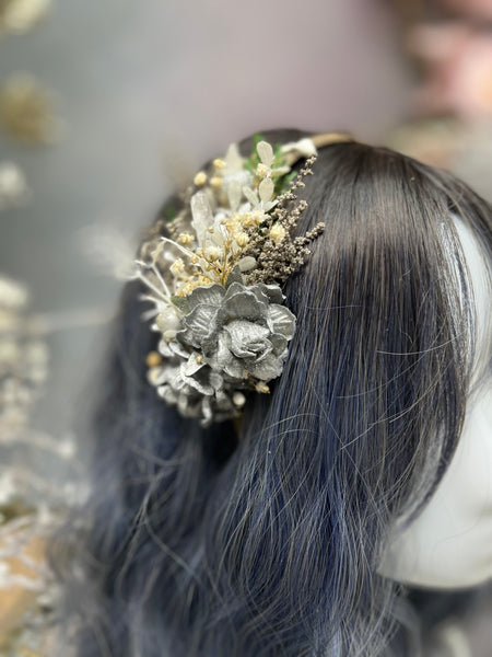 Silver winter flower headband