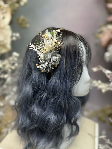 Silver winter flower headband
