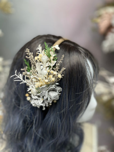 Silver winter flower headband