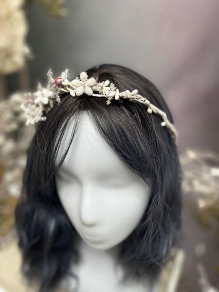 Winter flower half wreath with rose hips