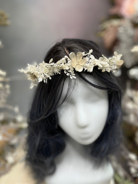 White winter flower hair wreath