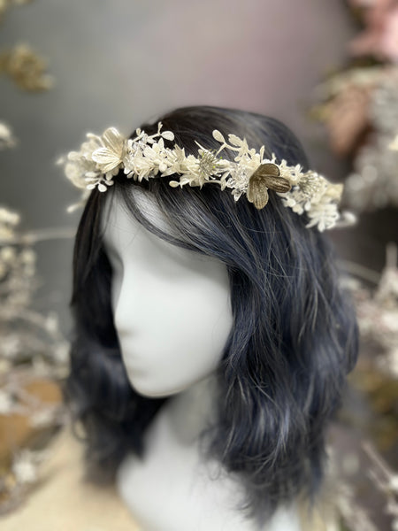 White winter flower hair wreath