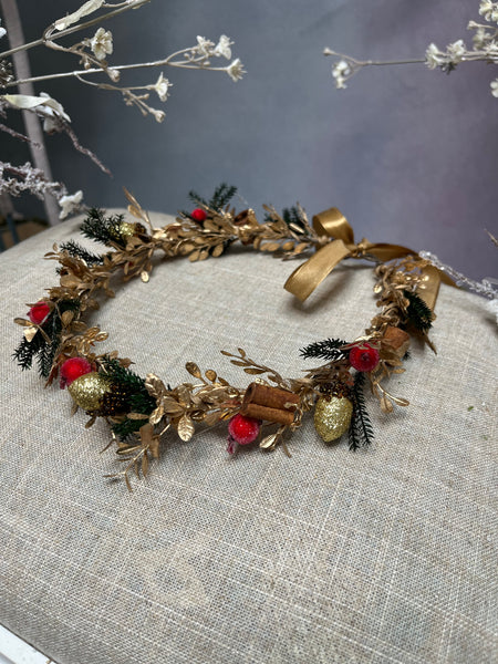 White winter flower hair wreath