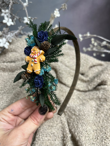 Blue/Red/Purple gingerbread Christmas headband