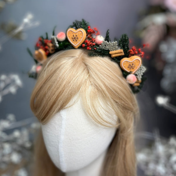 Christmas flower headband with gingerbread