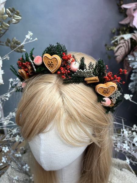 Christmas flower headband with gingerbread