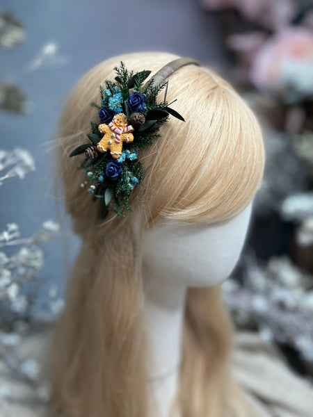 Blue/Red/Purple gingerbread Christmas headband