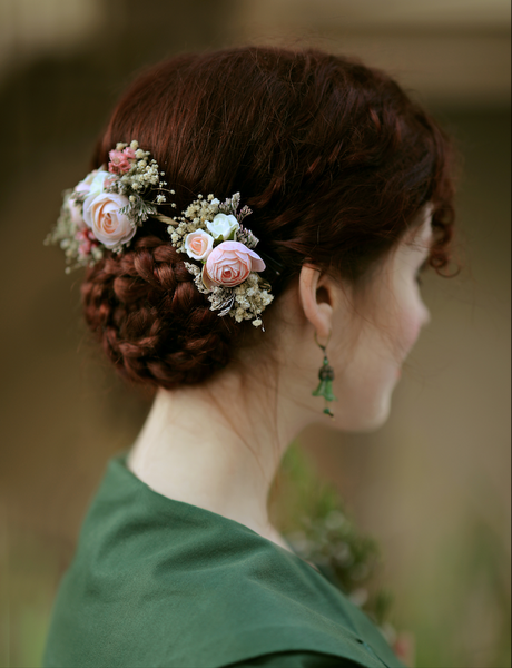 Flexible flower hair vine Wedding Bendable flower piece Hair arrangement Wedding accessories Bridal shapeable hair flowers  Magaela