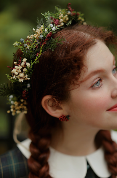 Natural woodland hair wreath Winter woodland headpiece Bridal accessories Christmas photoshoot Forest accessories Handmade Customisable