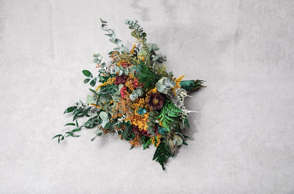 Fall wedding bouquet Big bridal bouquet for bride Ferns Customisable Autumn cascading bouquet Magaela Handmade Natural bouquet Accessories