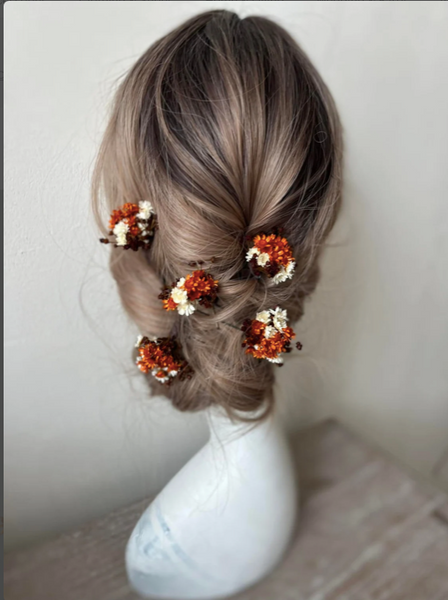 Fall dried burnt orange rusty hairpins