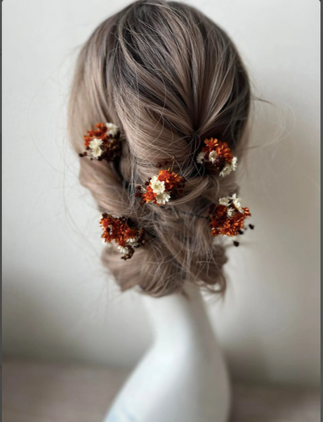 Fall dried burnt orange rusty hairpins