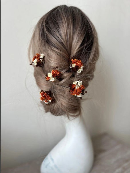 Fall dried burnt orange rusty hairpins