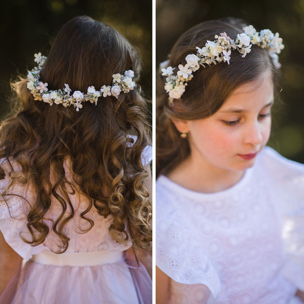 First Communion flower half wreath