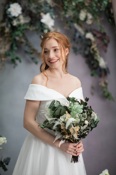 Greenery anemone wedding bouquet