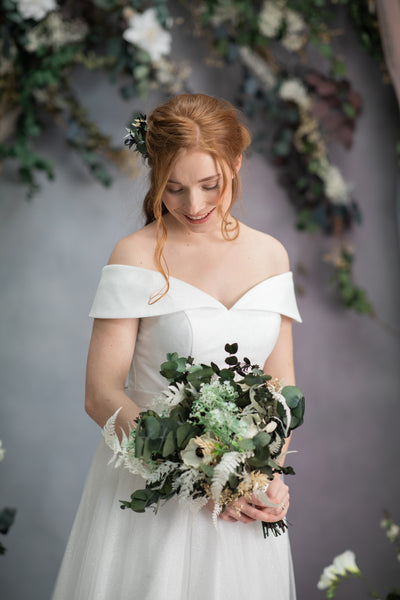 Greenery anemone wedding bouquet