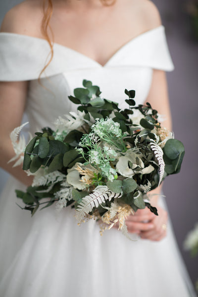 Greenery anemone wedding bouquet