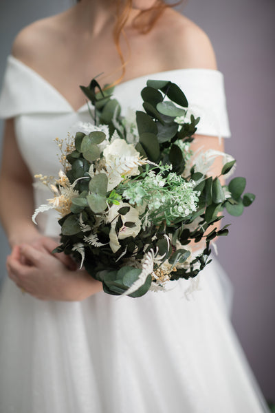 Greenery anemone wedding bouquet