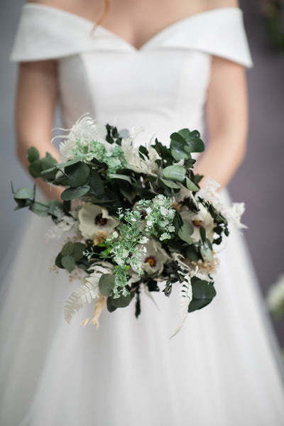 Greenery anemone wedding bouquet