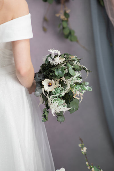 Greenery anemone wedding bouquet