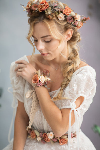 Boho flower wedding crown