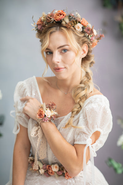 Boho flower wedding crown