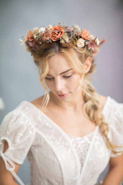 Boho flower wedding crown