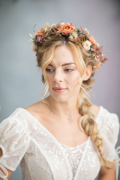Boho flower wedding crown
