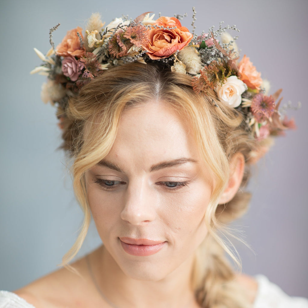 Boho flower wedding crown