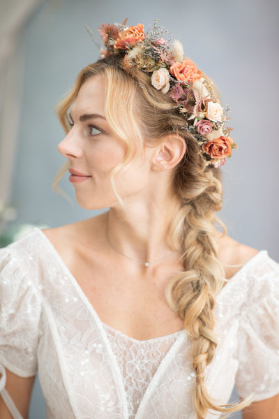 Boho flower wedding crown