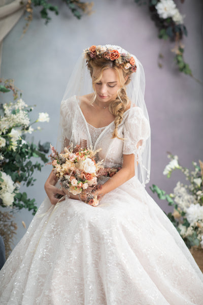 Boho flower wedding crown