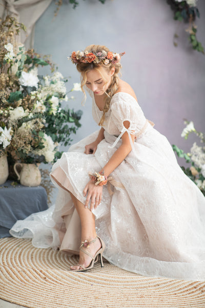 Boho flower wedding crown