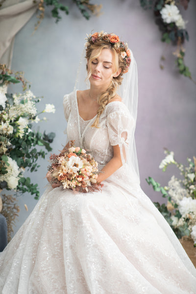 Boho flower wedding crown