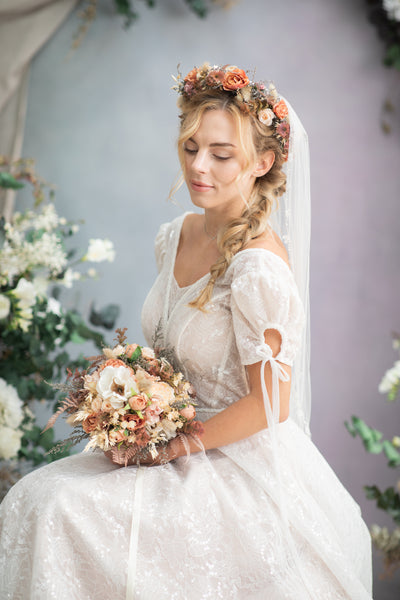 Boho flower wedding crown