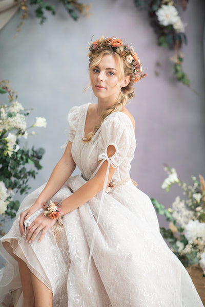 Boho flower wedding crown