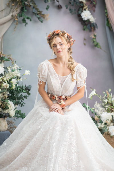 Boho flower wedding crown